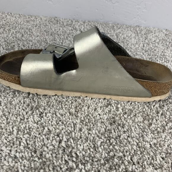 Birkenstock Arizona Shoes Womens Size 9 Silver Sandals Buckle Made in Germany - Picture 4 of 9